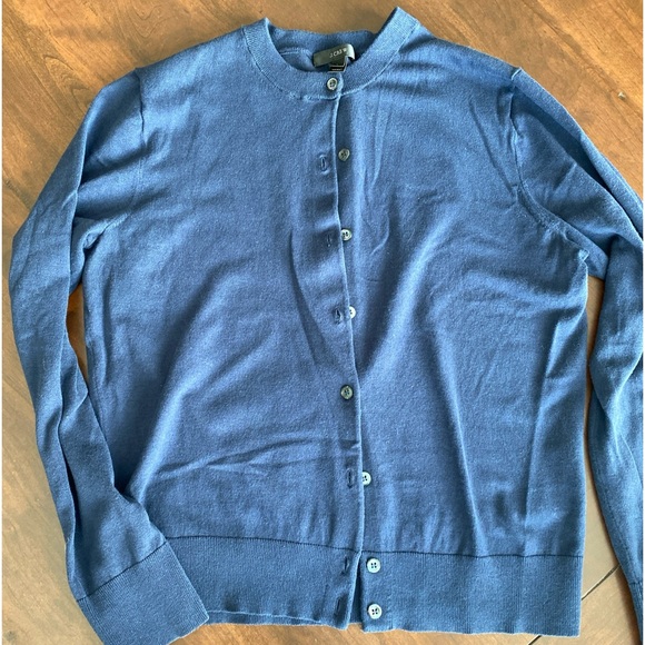 J. Crew Cardigan Sweater L Button Front Navy Blue Stretch Capsule Lightweight - Picture 1 of 4